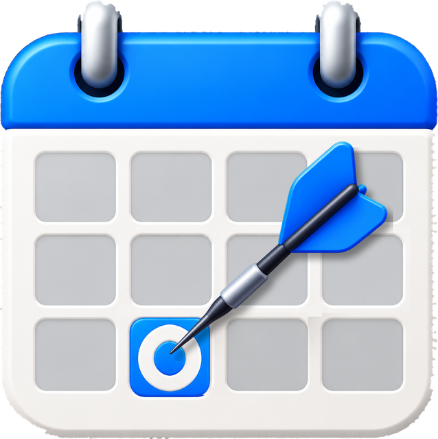 Icono de Hitos: un calendario con un dardo clavado en uno de sus días